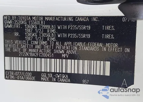 2015 Lexus Rx 350 from USA, damaged, VIN 2T2ZK1BA2FC200451